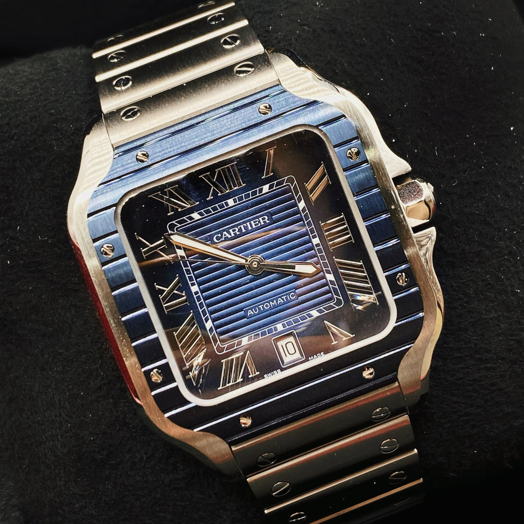 Cartier Santos de Cartier, Blue Dial, PVD Bezel WSSA0048