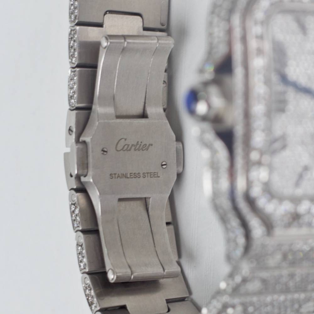 Cartier Santos de Cartier, 40mm, ICED OUT, diamonds with Stainless steel, diamond dial, WSSA0018