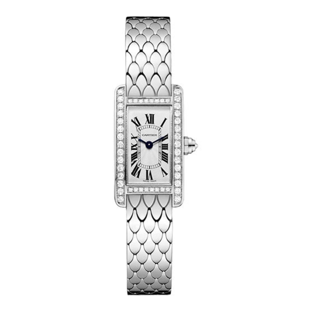 Cartier, Tank Americaine 27mm | 18K white gold Bracelet | Silver Dial Diamond Bezel | Ladies Watch, Ref. # WB710013