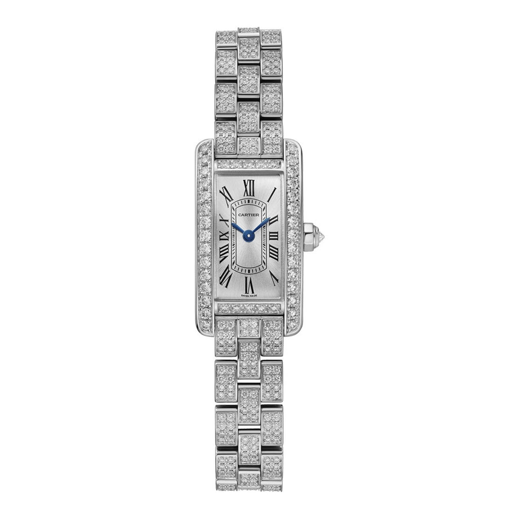 Cartier, Tank Americaine 28mm | 18K white gold Bracelet | Silver Dial Diamond Bezel | Ladies Watch, Ref. # WJTA0045