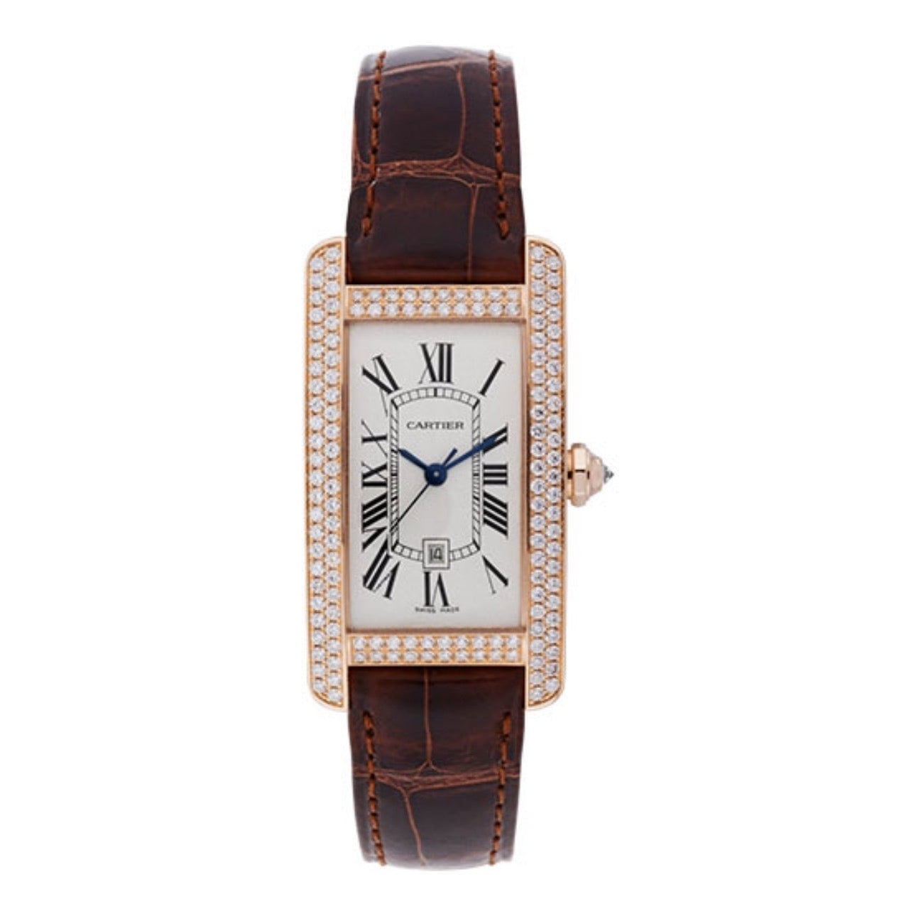 Cartier Tank Americaine 41.6mm brown alligator skin strap Bracelet