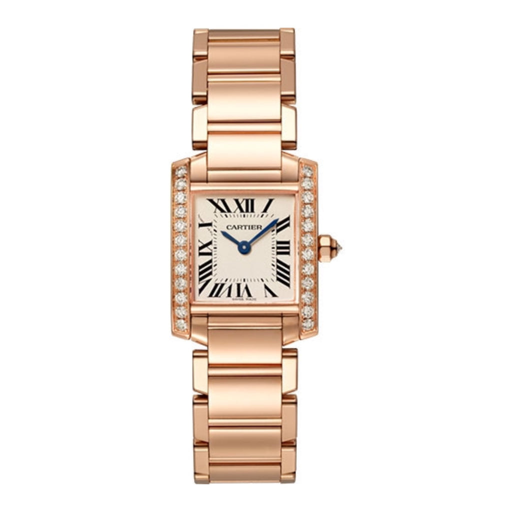 Cartier, Tank Francaise 25mm | rose gold Bracelet | silver Dial rose gold diamond Bezel | Ladies Watch, Ref. # WJTA0022