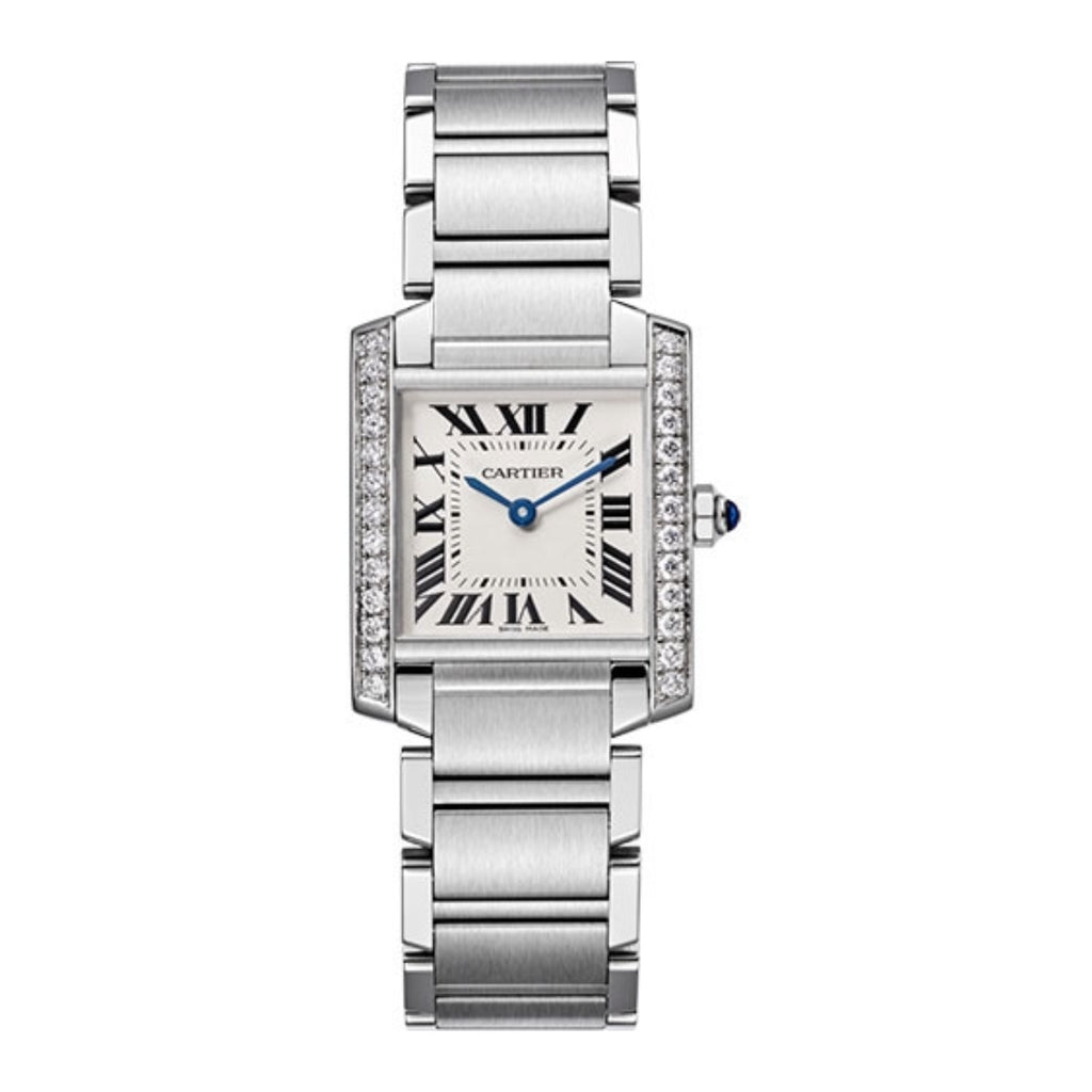 Cartier, Tank Francaise 30mm | steel Bracelet | Silver Dial steel diamond Bezel | Men's Watch, Ref. # W4TA0009
