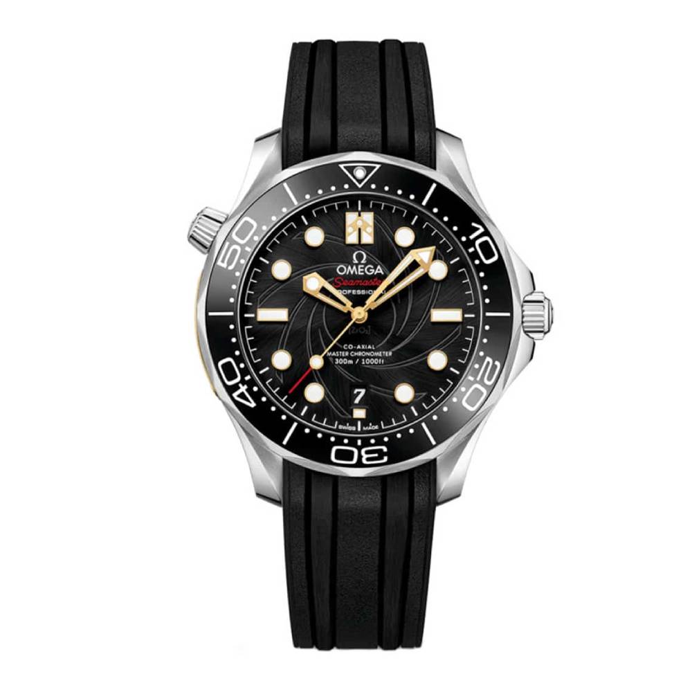 Omega Seamaster James Bond 42mm Watch - Ref: 210.22.42.20.01.004 - Black Index Dial, Black Rubber Strap