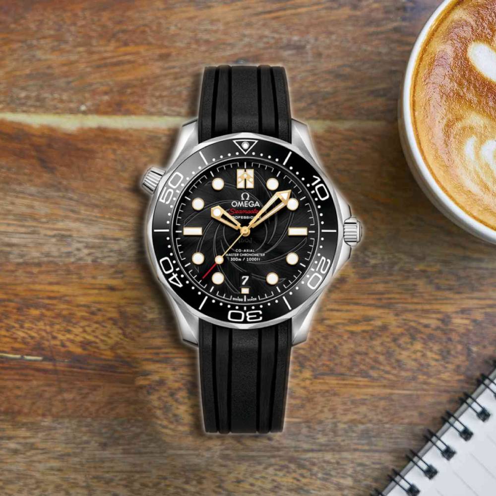 Omega Seamaster James Bond 42mm Watch - Ref: 210.22.42.20.01.004 - Black Index Dial, Black Rubber Strap