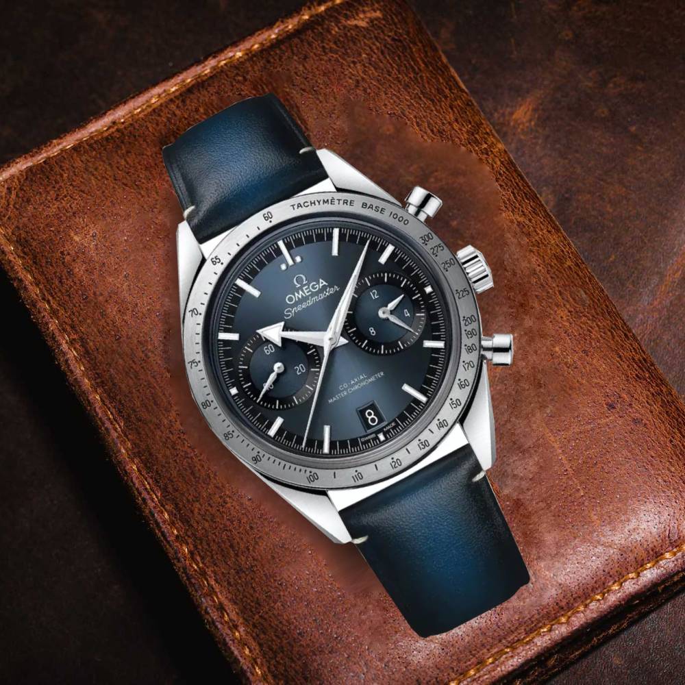 Omega Speedmaster ’57 40.5mm Watch - Ref: 332.12.41.51.03.001 - Blue Dial, Blue Leather Bracelet