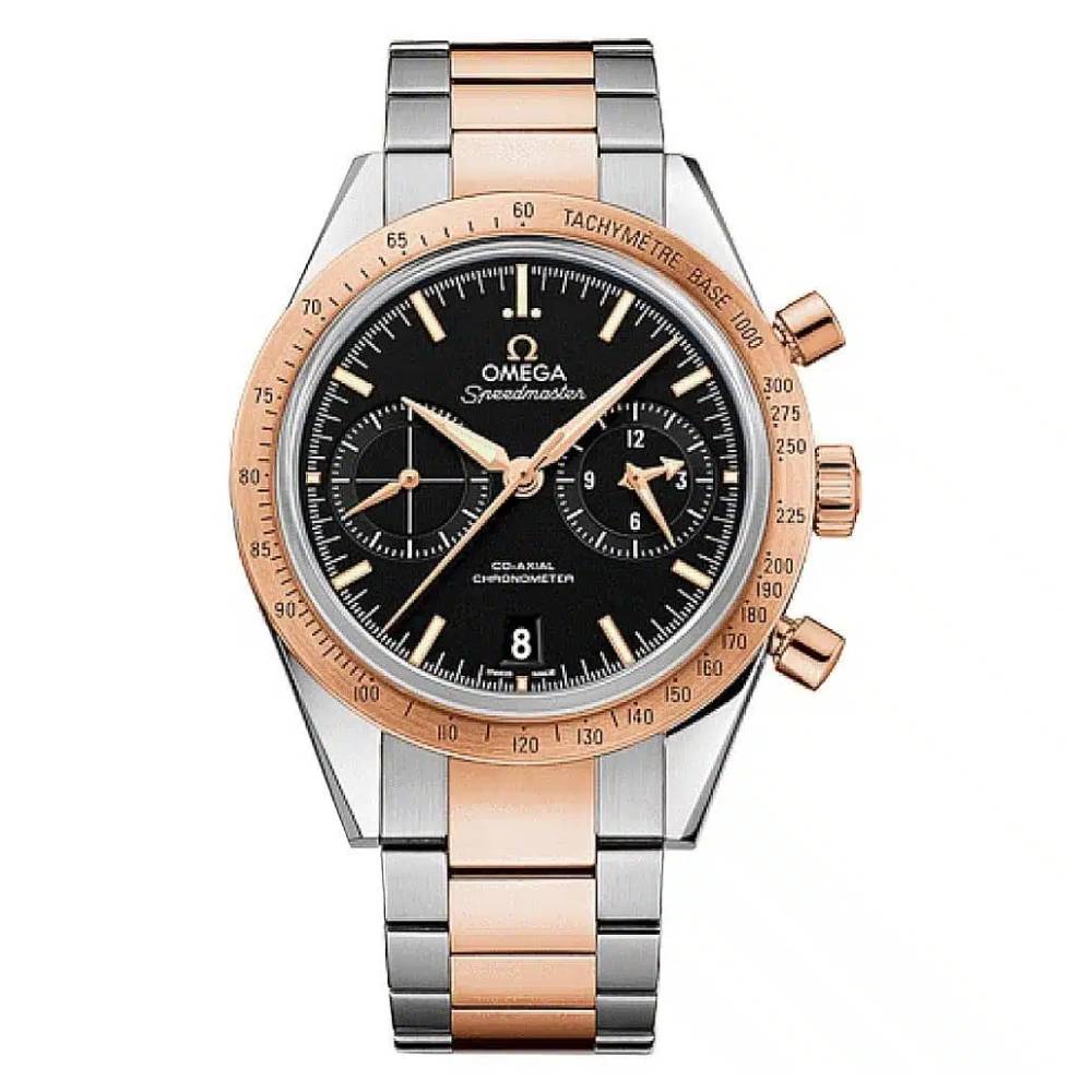 Omega Speedmaster 41.5mm Watch - Ref: 331.20.42.51.01.002 - Black Dial, Stainless Steel & 18k Rose Gold Bracelet