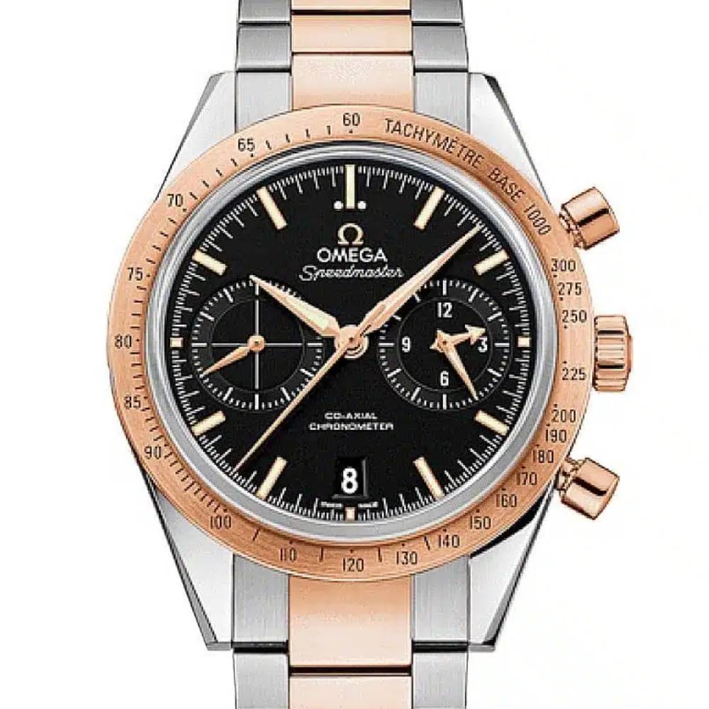 Omega Speedmaster 41.5mm Watch - Ref: 331.20.42.51.01.002 - Black Dial, Stainless Steel & 18k Rose Gold Bracelet