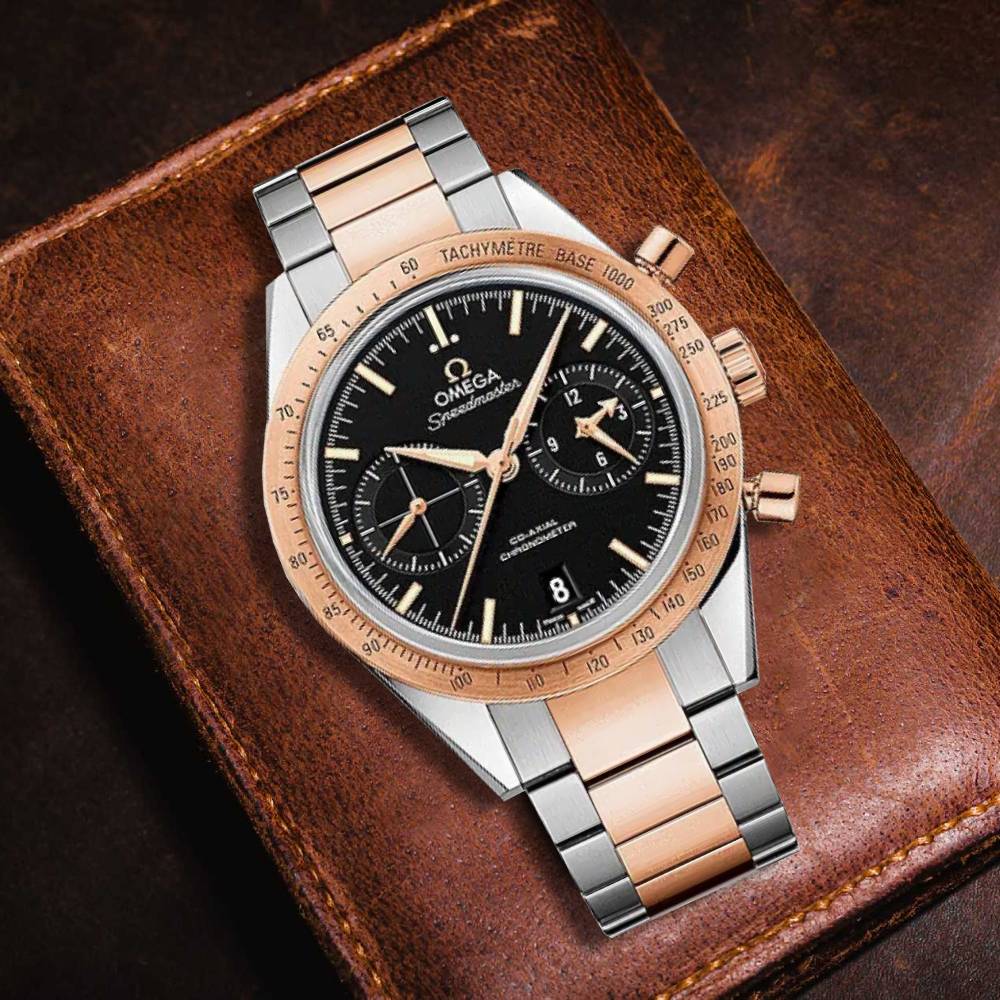 Omega Speedmaster 41.5mm Watch - Ref: 331.20.42.51.01.002 - Black Dial, Stainless Steel & 18k Rose Gold Bracelet