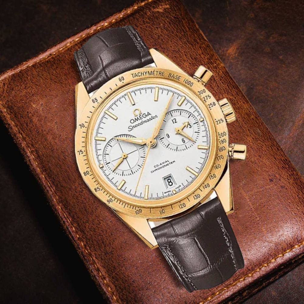 Omega Speedmaster 41.5mm Watch - Ref: 331.53.42.51.02.001 - White Dial, Brown Alligator Leather Bracelet