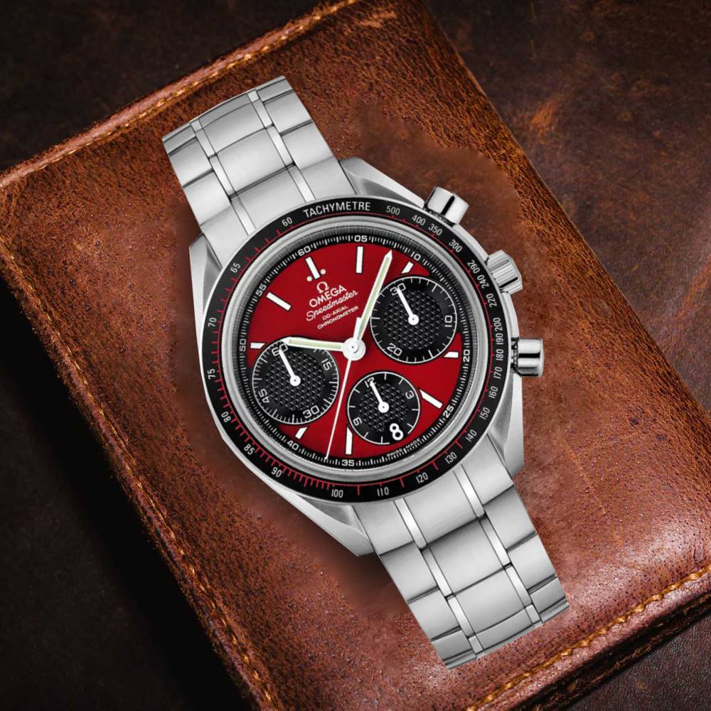 Omega Speedmaster Racing Co-Axial Chronograph 40mm Watch - Ref: 326.30.40.50.11.001 - Red Dial, Stainless Steel Bracelet