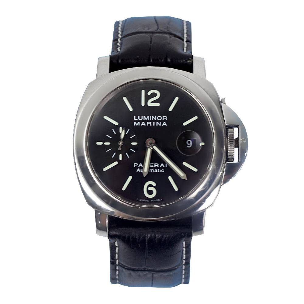 Panerai Luminor Marina 44 mm Black alligator bracelet Black dial Men’s Watch PAM00104 