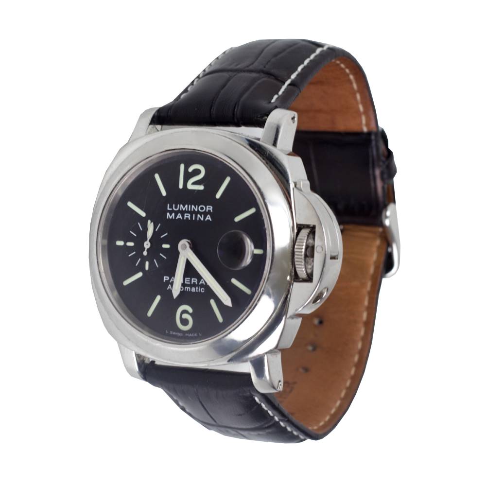 Panerai Luminor Marina 44 mm Black alligator bracelet Black dial Men’s Watch PAM00104 