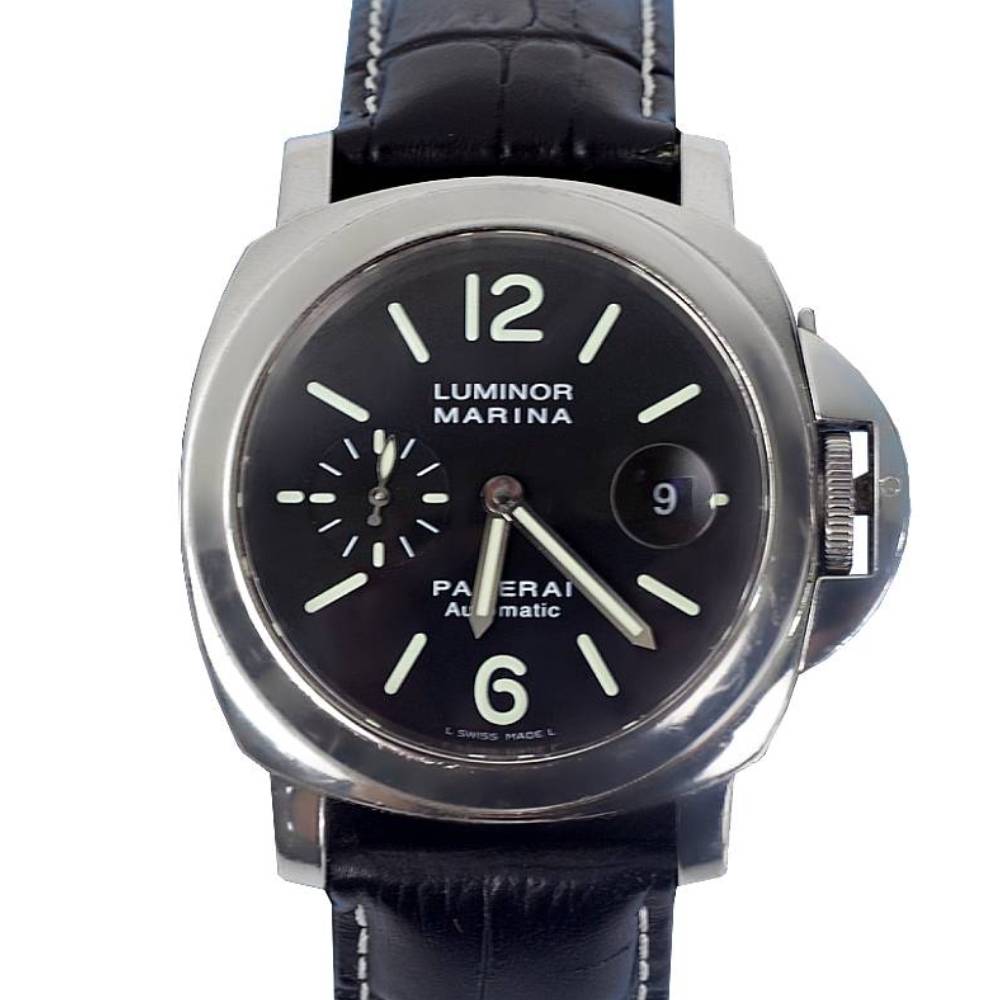 Panerai Luminor Marina 44 mm Black alligator bracelet Black dial Men’s Watch PAM00104 