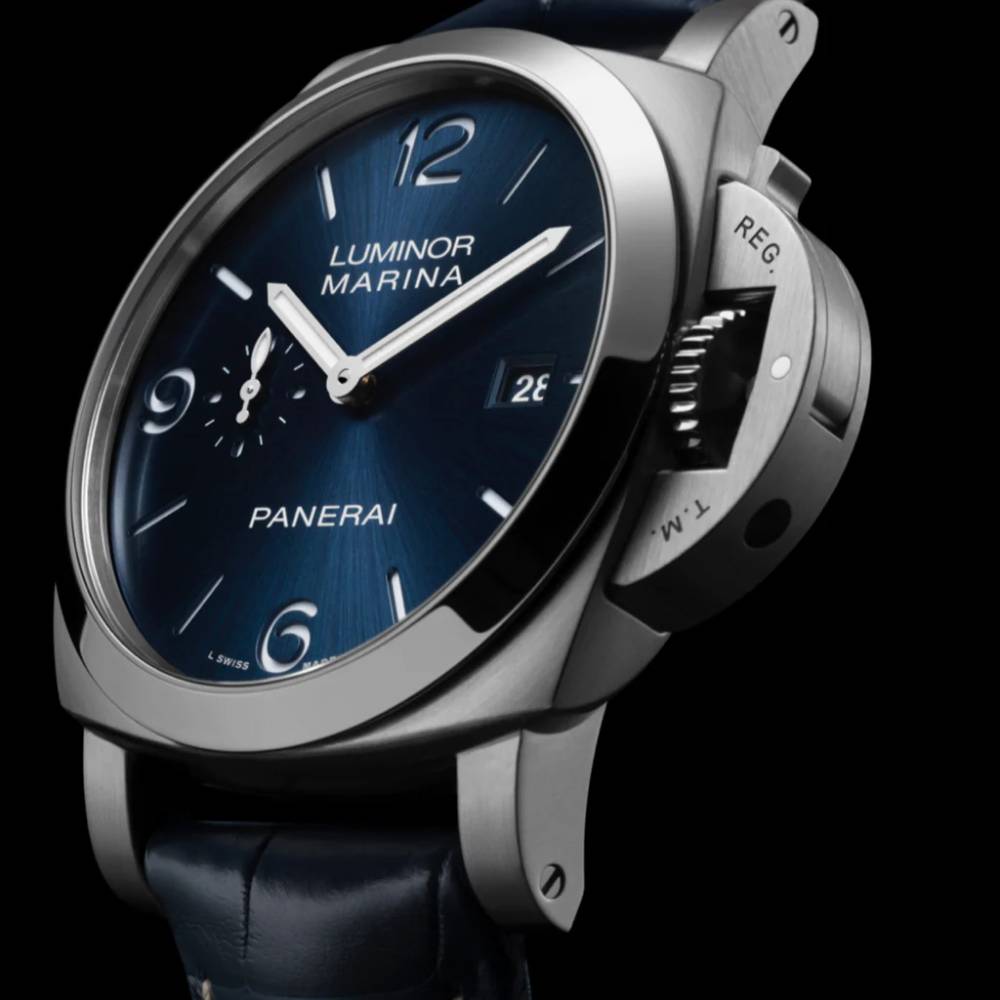 Panerai Luminor Marina 44mm Watch - Ref: PAM03313 - Blue Arabic & Index Dial, Dark Blue Leather Strap