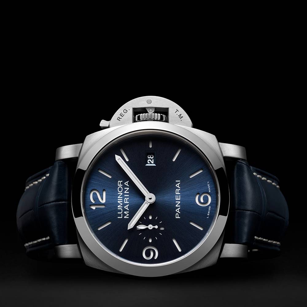 Panerai Luminor Marina 44mm Watch - Ref: PAM03313 - Blue Arabic & Index Dial, Dark Blue Leather Strap