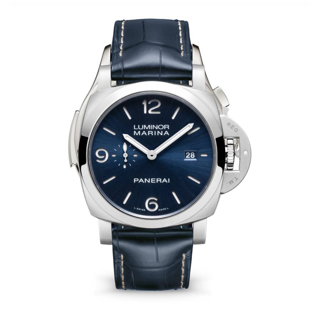 Panerai Luminor Marina 44mm Watch - Ref: PAM03313 - Blue Arabic & Index Dial, Dark Blue Leather Strap