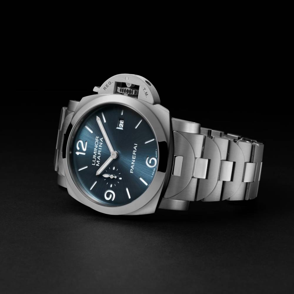 Panerai Luminor Marina 44mm Watch - Ref: PAM03323 - Light Blue Dial in Stainless Steel Bracelet