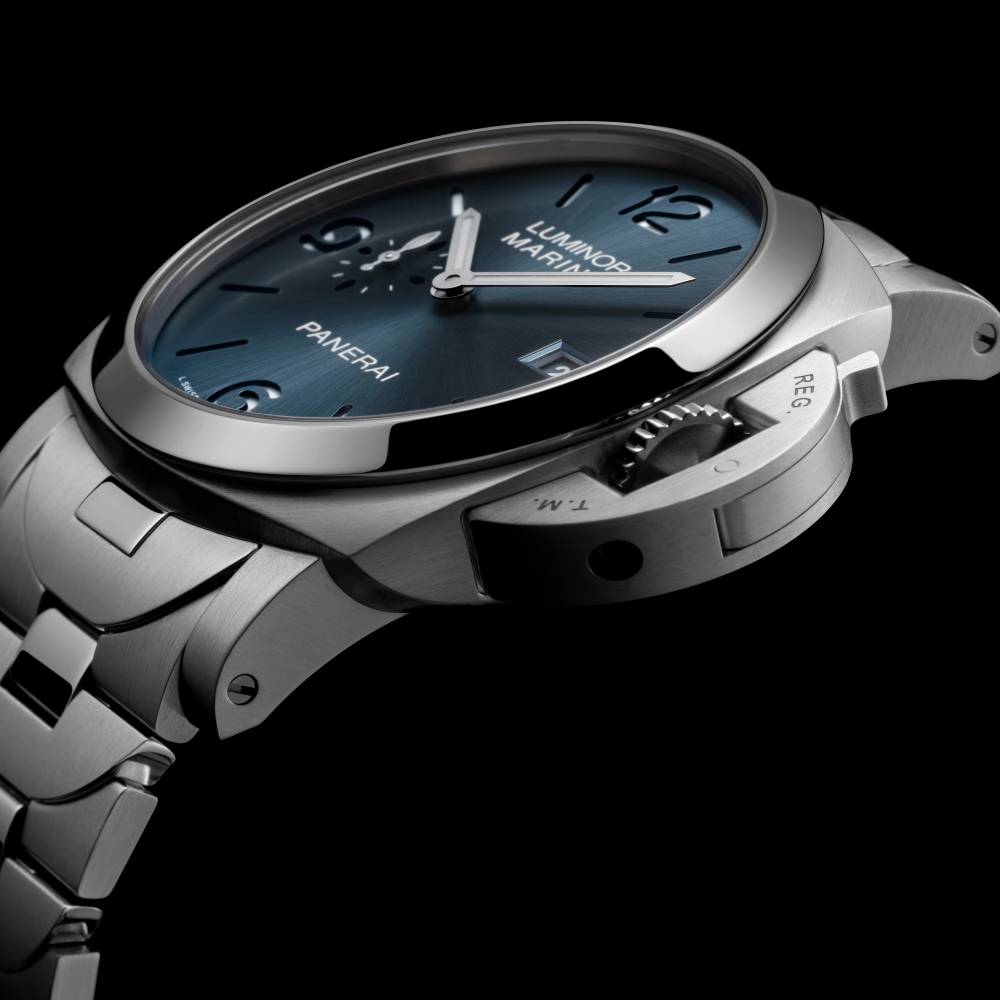 Panerai Luminor Marina 44mm Watch - Ref: PAM03323 - Light Blue Dial in Stainless Steel Bracelet