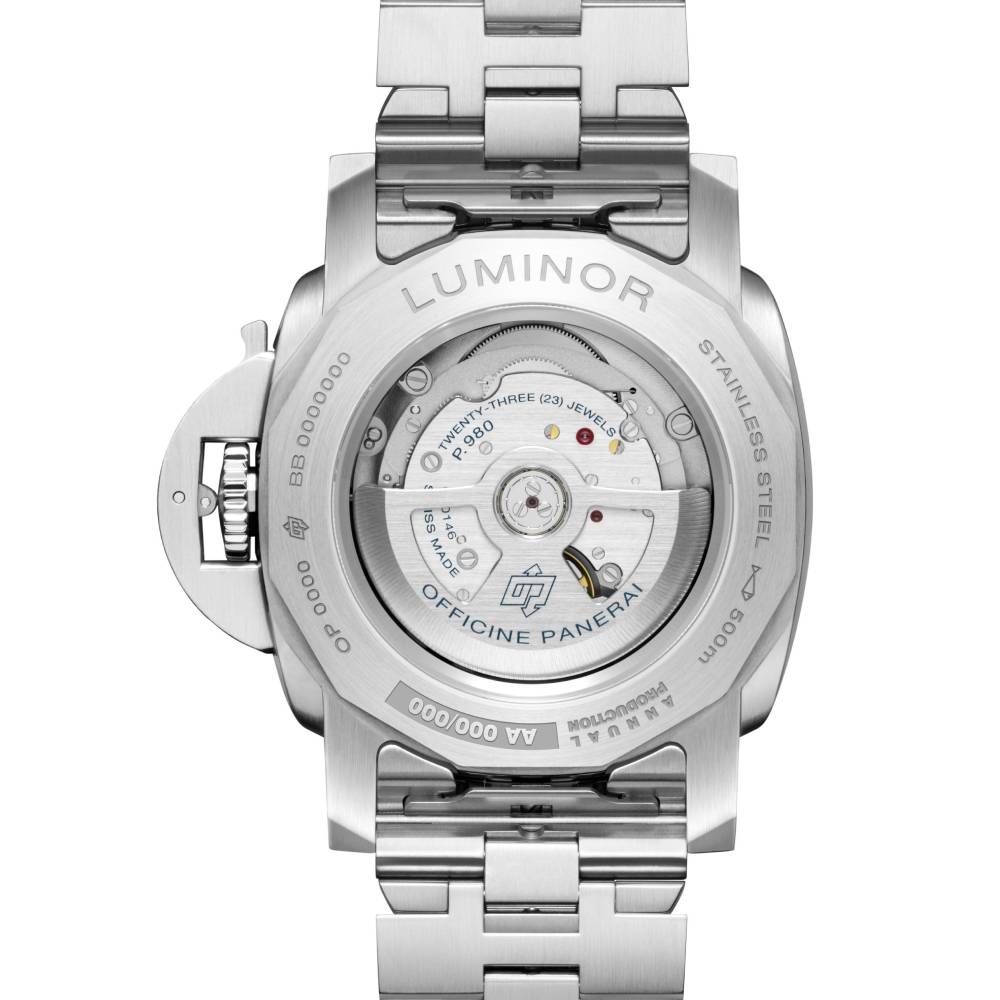 Panerai Luminor Marina 44mm Watch - Ref: PAM03323 - Light Blue Dial in Stainless Steel Bracelet