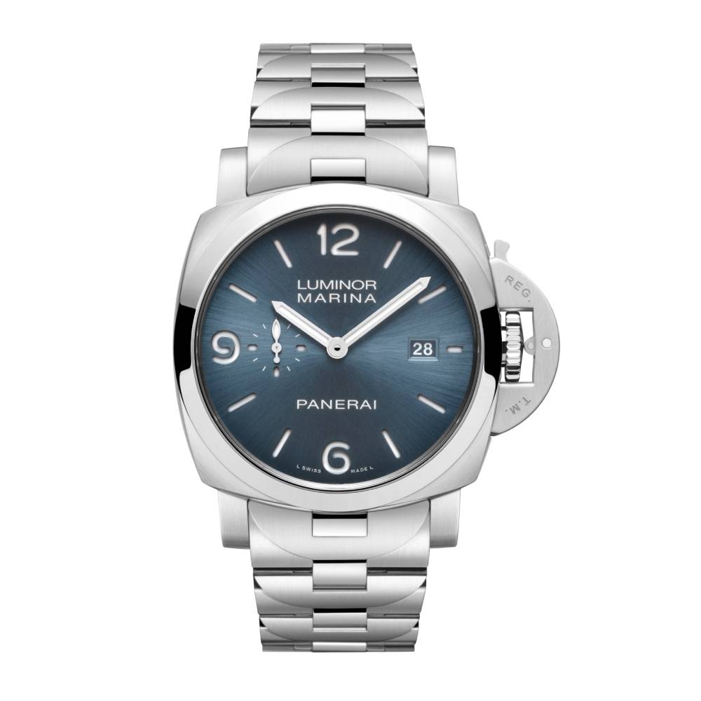 Panerai Luminor Marina 44mm Watch - Ref: PAM03323 - Light Blue Dial in Stainless Steel Bracelet