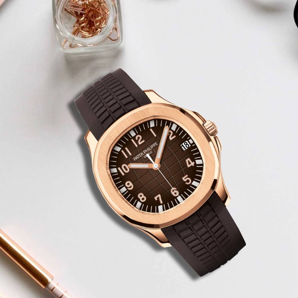 Patek Philippe Aquanaut 40.8mm Watch - Ref: 5167R-001 - Brown Dial, 18K Rose Gold Chocolate Brown Polymer Rubber Strap