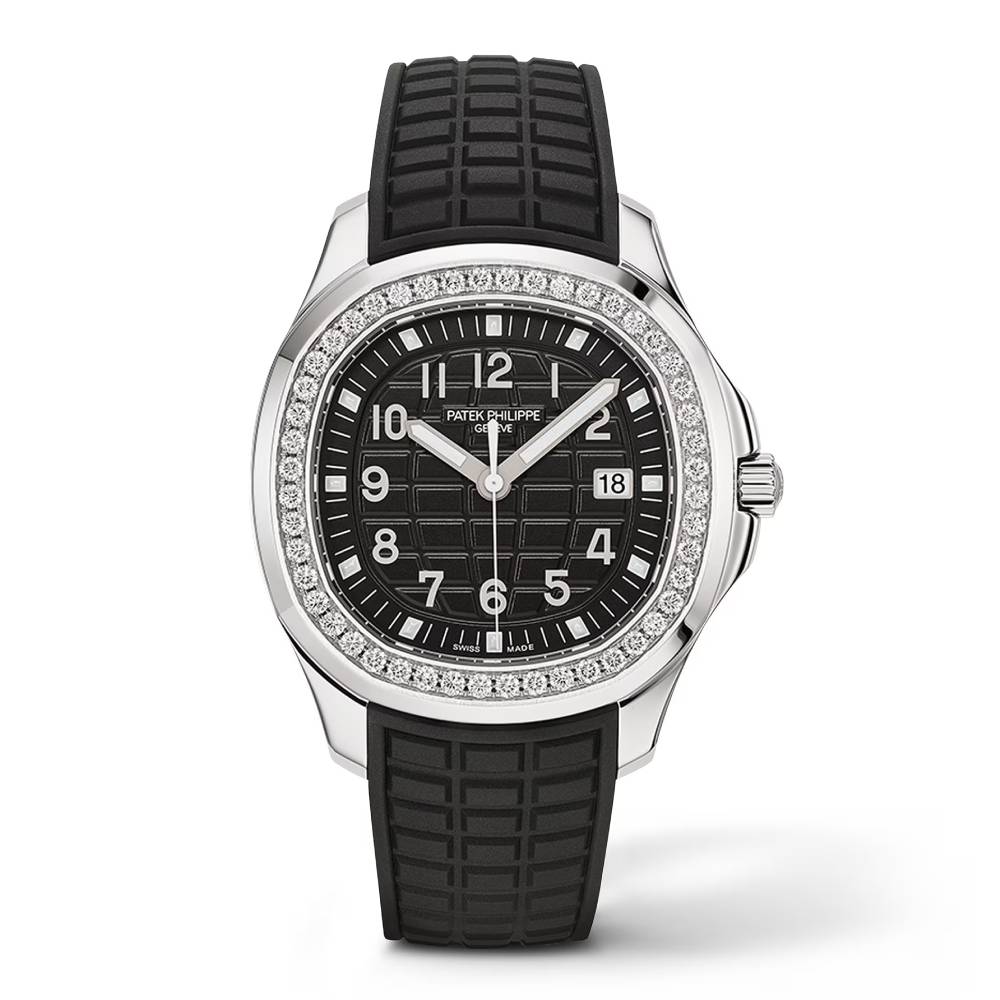 Patek Philippe Aquanaut Luce 35.6mm Watch - Ref: 5067a-001 - Black Dial & Diamond Bezel in Stainless Steel Case Black Polymer Rubber Strap