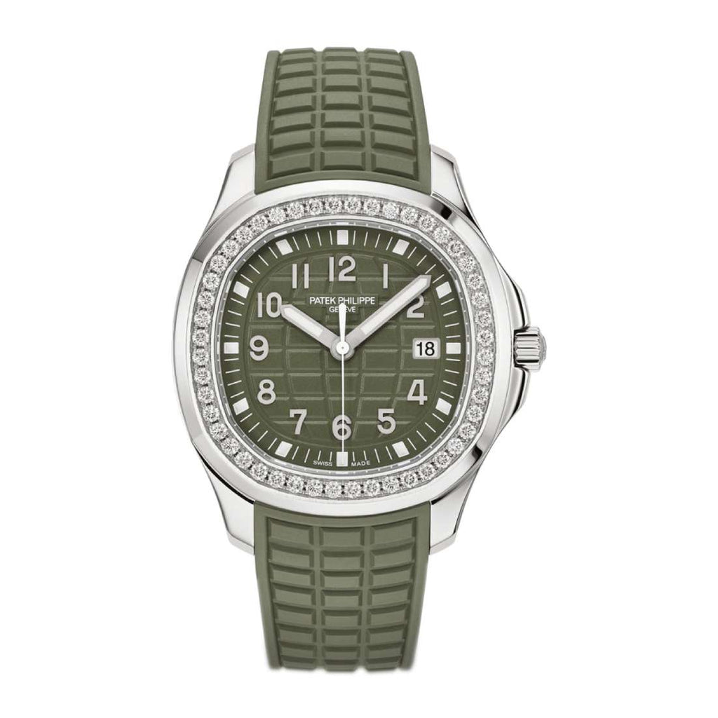 Patek Philippe Aquanaut Luce 38.80 mm | Khaki Green rubber strap | Green dial Diamond bezel | Ladies Watch 5267/200A-011