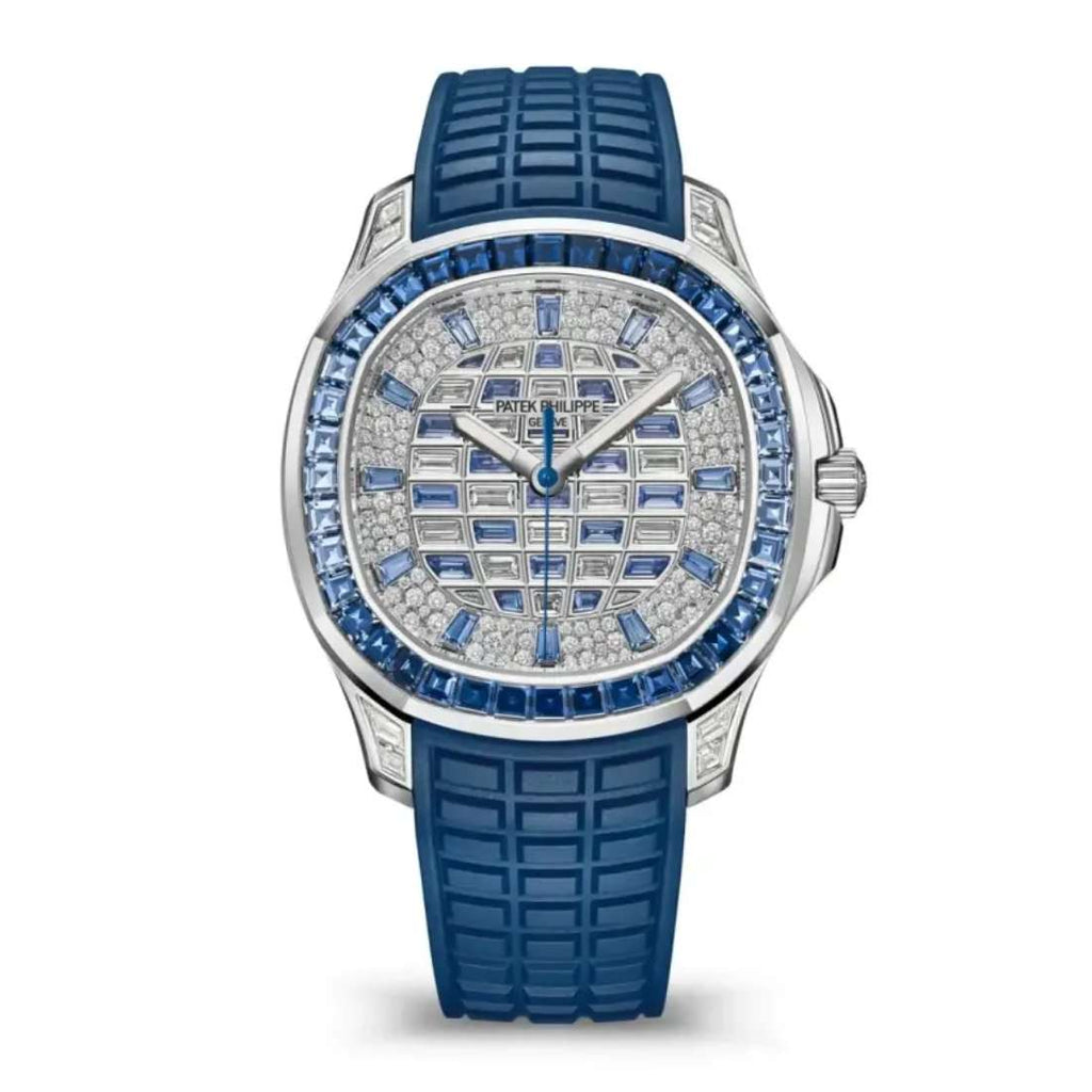 Patek Philippe Aquanaut Luce 38.8 mm | Dark blue rubber strap | Diamond/sapphire dial Sapphire bezel | 18k White gold Case Ladies Watch 5268/461G-001