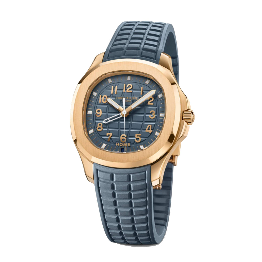 Patek Philippe Aquanaut Travel Time 38.8 mm | Blue Rubber bracelet | Blue dial | 18K Everose Gold Case Men's Watch 5269R-001