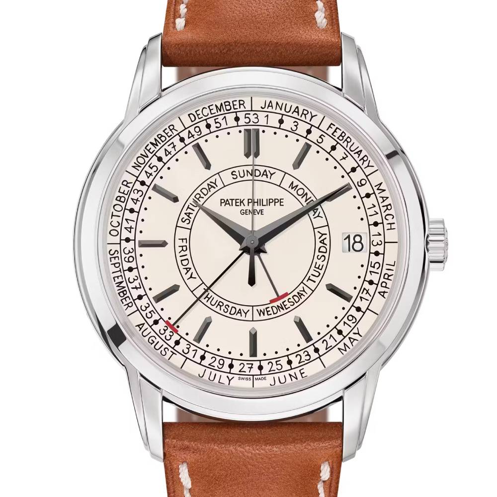 Patek Philippe Complications Calatrava Weekly Calendar 40mm Watch - Ref: 5212A-001 - Silver Dial, Light Brown Calfskin Strap