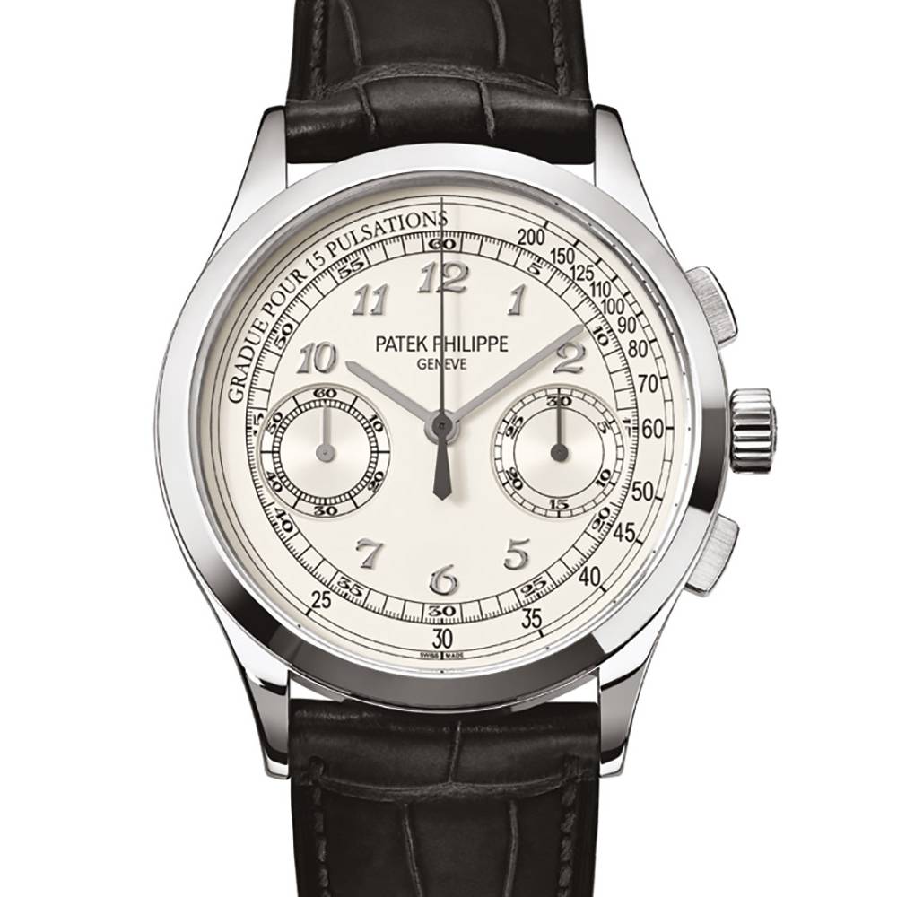 Patek Philippe Complications Chronograph 39.5mm Watch - Ref: 5170G-001 - White Dial in 18K White Gold Black Alligator Strap