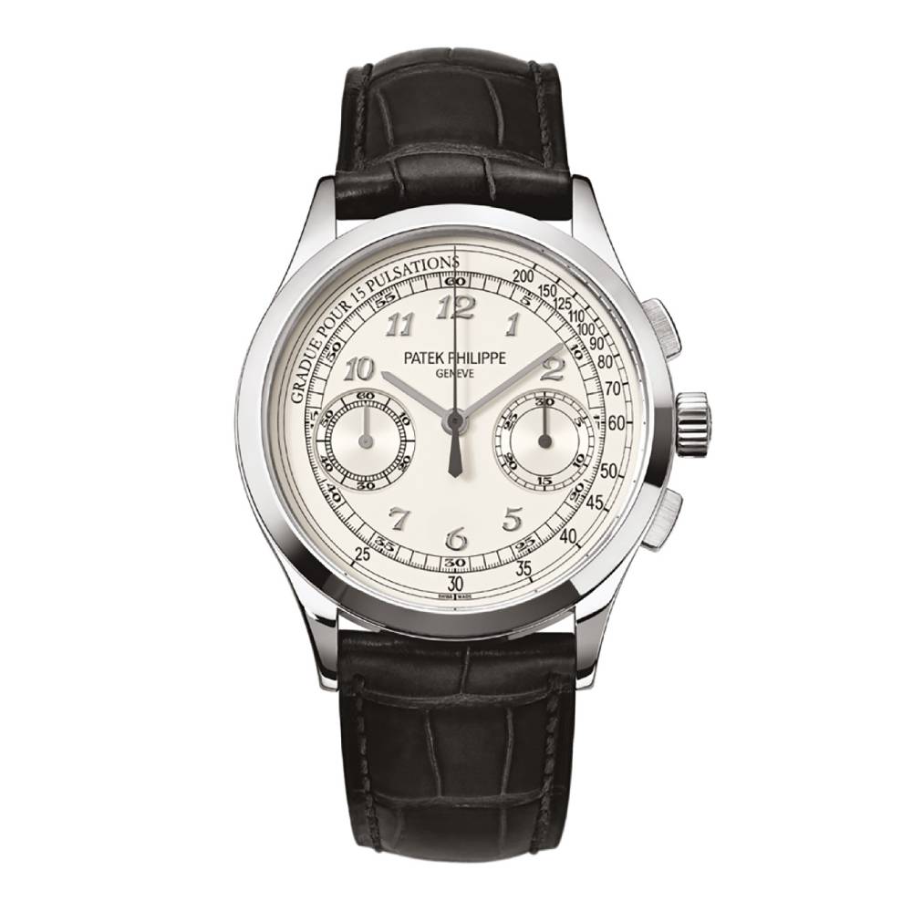 Patek Philippe Complications Chronograph 39.5mm Watch - Ref: 5170G-001 - White Dial in 18K White Gold Black Alligator Strap