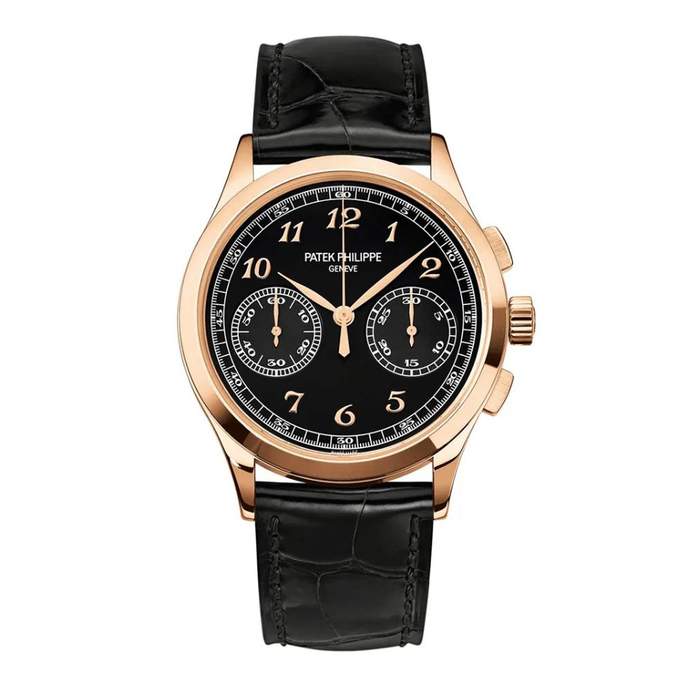 Patek Philippe Complications Chronograph 39.5mm Watch - Ref: 5170R/010 - Black Dial in 18K Rose Gold Black Alligator Strap