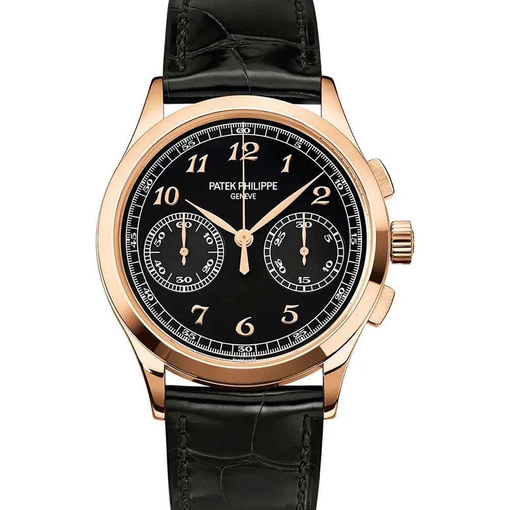 Patek Philippe Complications Chronograph 39.5mm Watch - Ref: 5170R/010 - Black Dial in 18K Rose Gold Black Alligator Strap