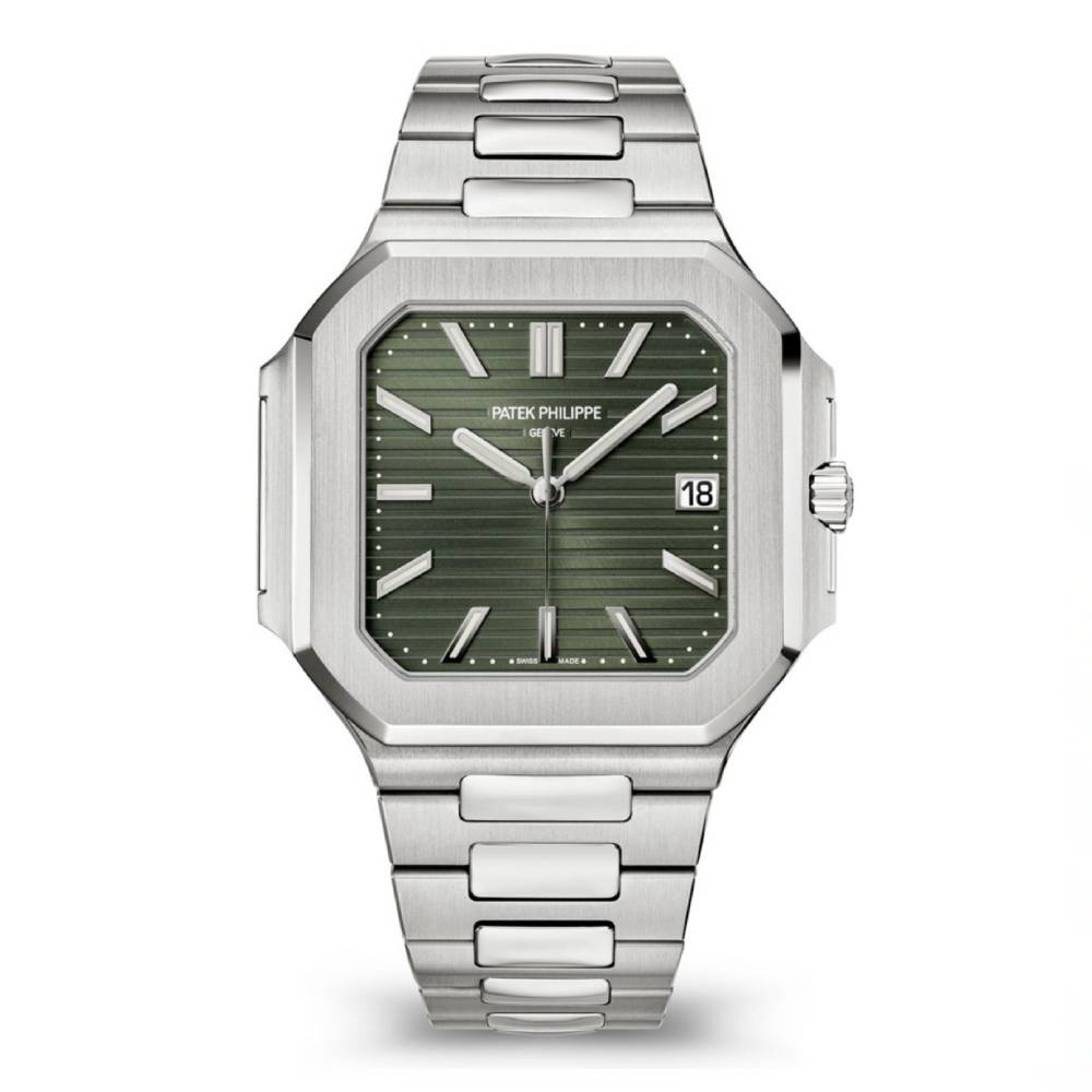 Patek Philippe Cubitus 45 mm Men's Watch - Ref: 5821/1A - Olive Green Dial, Stainless Steel Bracelet