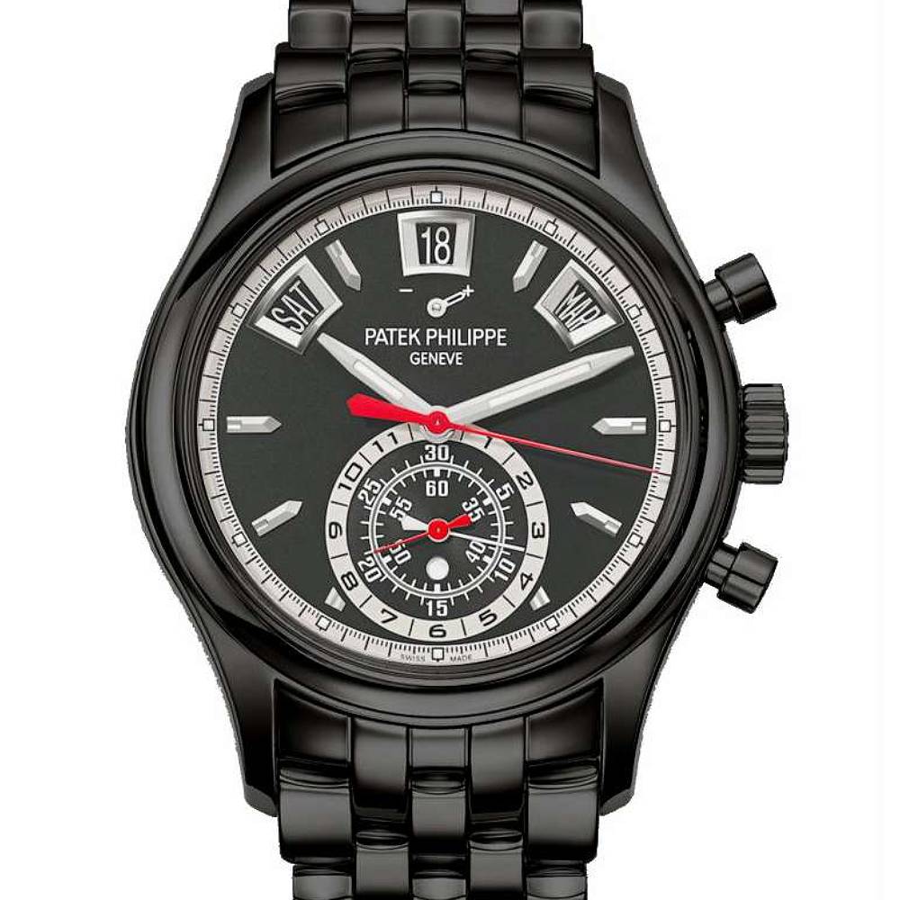 Patek Philippe Grand Complications Annual Calendar Flyback Chronograph 40.5mm Watch - Ref: 5960/1A-010 - Black Dial, Black PVD Stainless Steel Case Black PVD Stainless Steel Bracelet