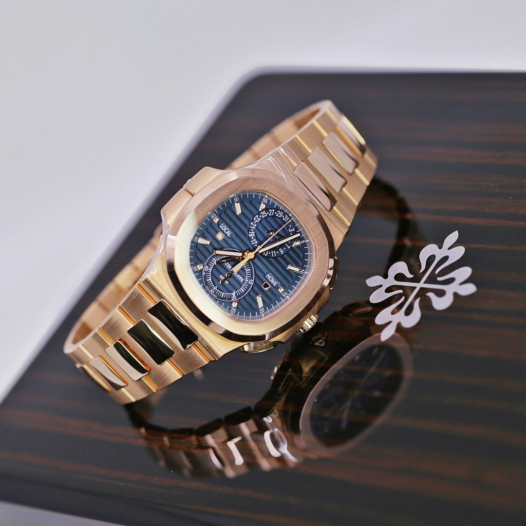 Patek Philippe Nautilus 40.5 mm | 18k Rose gold bracelet | Sunburst blue dial | 18k Rose gold Case Men's Watch 5990-1R-001