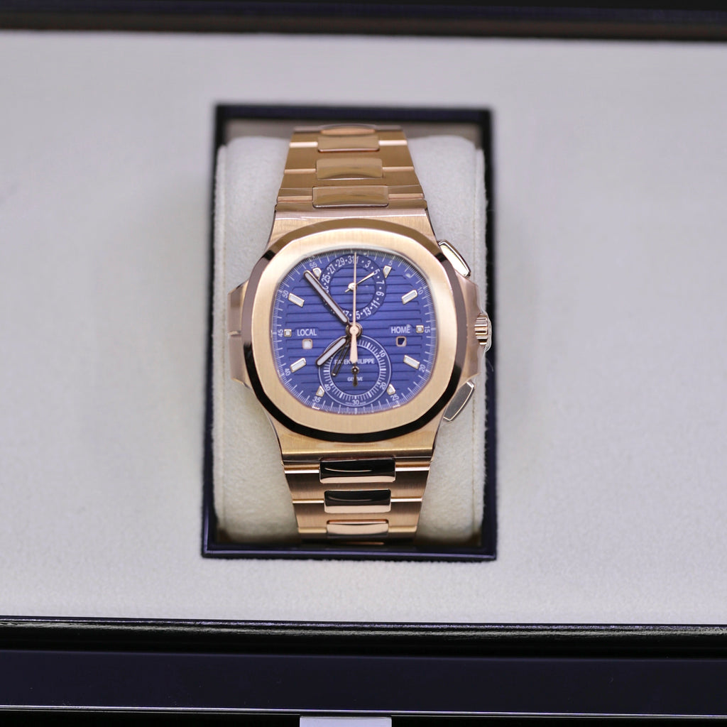 Patek Philippe Nautilus 40.5 mm | 18k Rose gold bracelet | Sunburst blue dial | 18k Rose gold Case Men's Watch 5990-1R-001