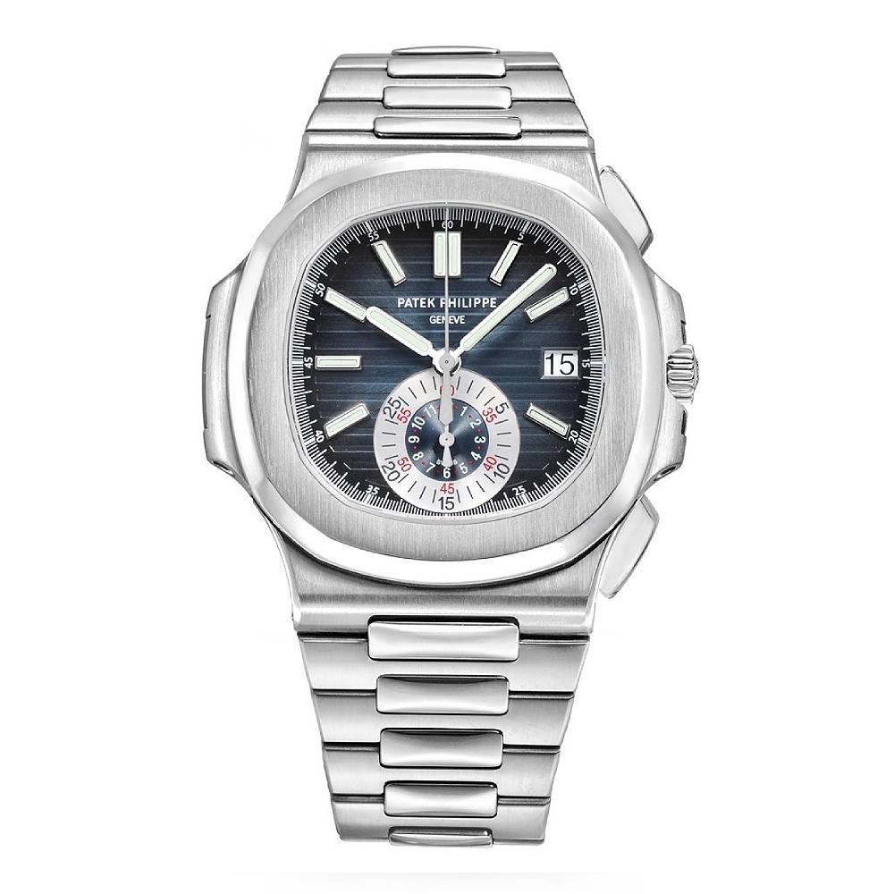 Patek Philippe Nautilus Chronograph 40.5mm Watch - Ref: 5980/1A-001 - Blue Dial, Stainless Steel Bracelet