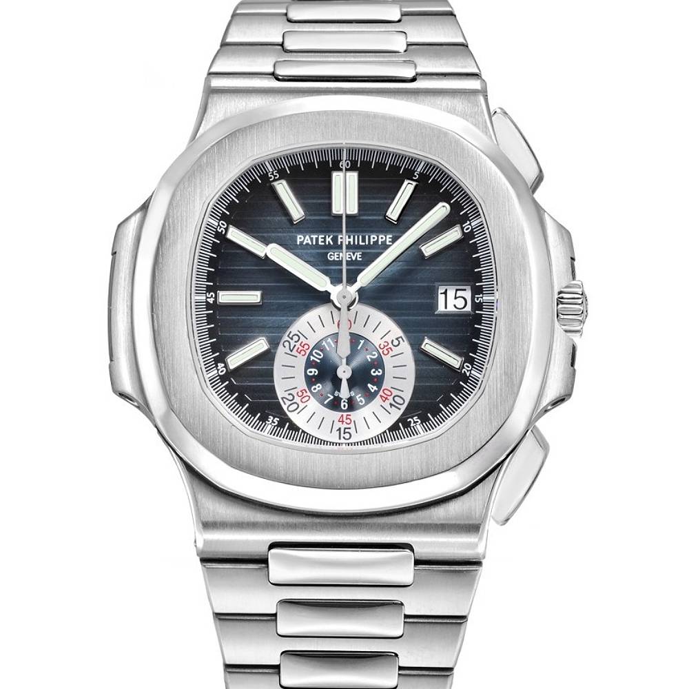 Patek Philippe Nautilus Chronograph 40.5mm Watch - Ref: 5980/1A-001 - Blue Dial, Stainless Steel Bracelet