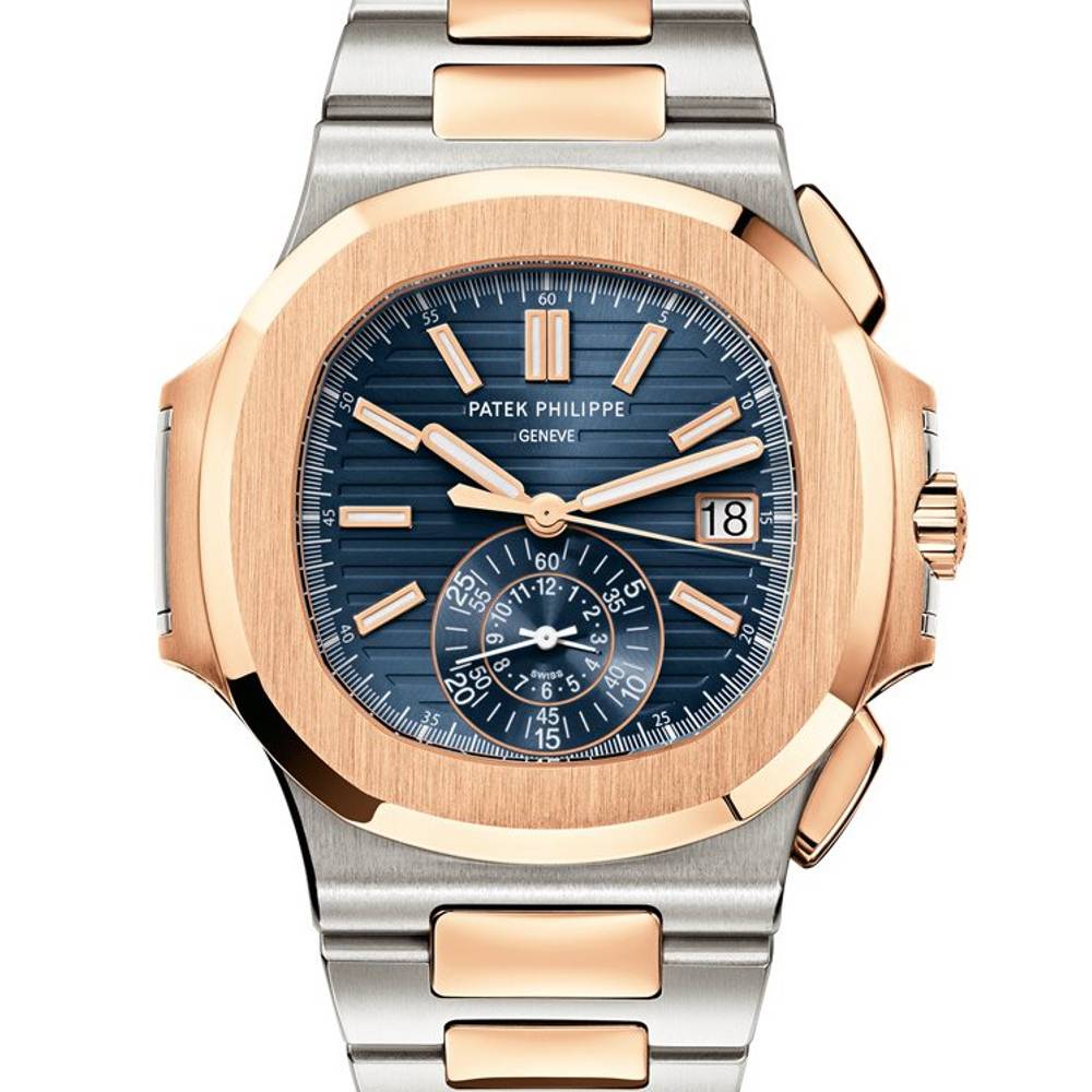 Patek Philippe Nautilus Chronograph 40.5mm Watch - Ref: 5980/1AR-001 - Blue Dial, Two Tone Stainless Steel & 18K Yellow Gold Bracelet