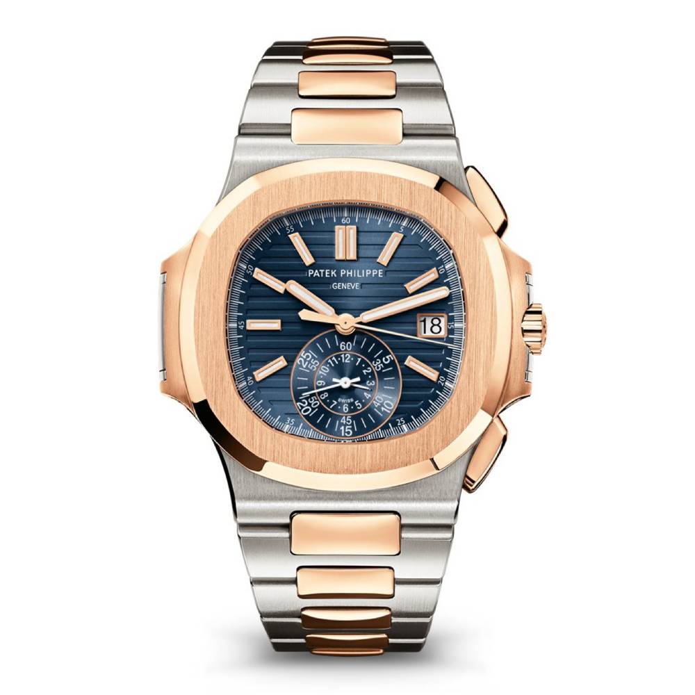 Patek Philippe Nautilus Chronograph 40.5mm Watch - Ref: 5980/1AR-001 - Blue Dial, Two Tone Stainless Steel & 18K Yellow Gold Bracelet