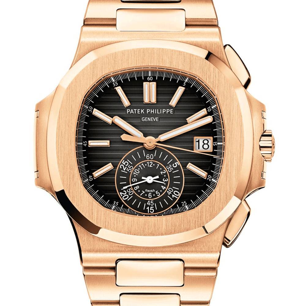 Patek Philippe Nautilus Chronograph 40.5mm Watch - Ref: 5980/1R-001 - Black Dial, 18K Rose Gold Bracelet