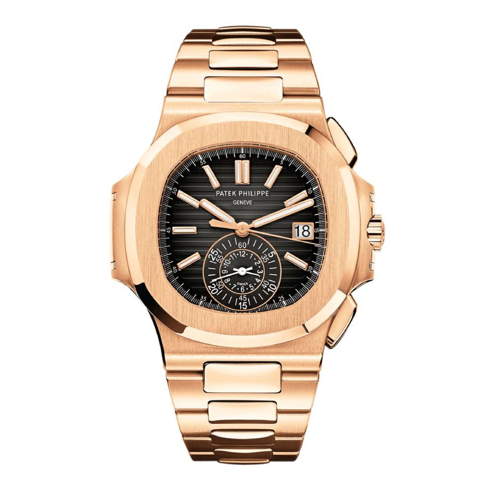 Patek Philippe Nautilus Chronograph 40.5mm Watch - Ref: 5980/1R-001 - Black Dial, 18K Rose Gold Bracelet