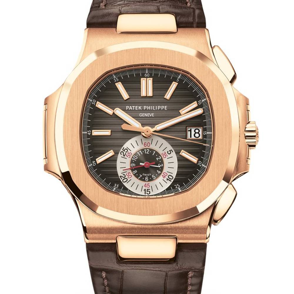 Patek Philippe Nautilus Chronograph 40.5mm Watch - Ref: 5980R-001 - Brown Dial, Brown Alligator Strap