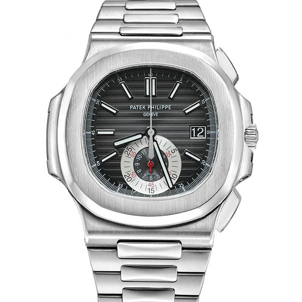 Patek Philippe Nautilus Chronograph 40th Anniversary 44mm Watch - Ref: 5980/1A-014 - Black Dial, Stainless Steel Bracelet