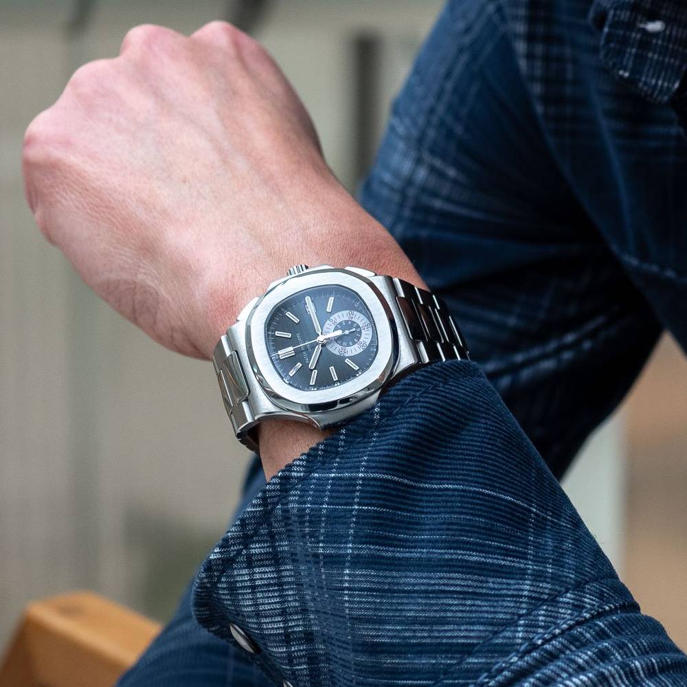 Patek Philippe Nautilus Chronograph 40th Anniversary 44mm Watch - Ref: 5980/1A-014 - Black Dial, Stainless Steel Bracelet