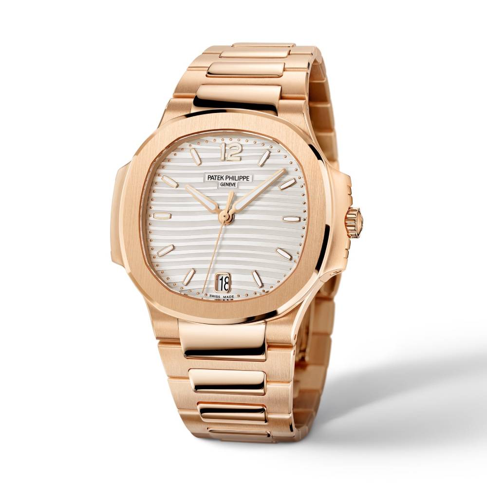 Patek Philippe Nautilus Ladies 35.2mm Women's Watch - Ref: 7118-1R-001 - White Opaline Dial, 18K Rose Gold Bracelet