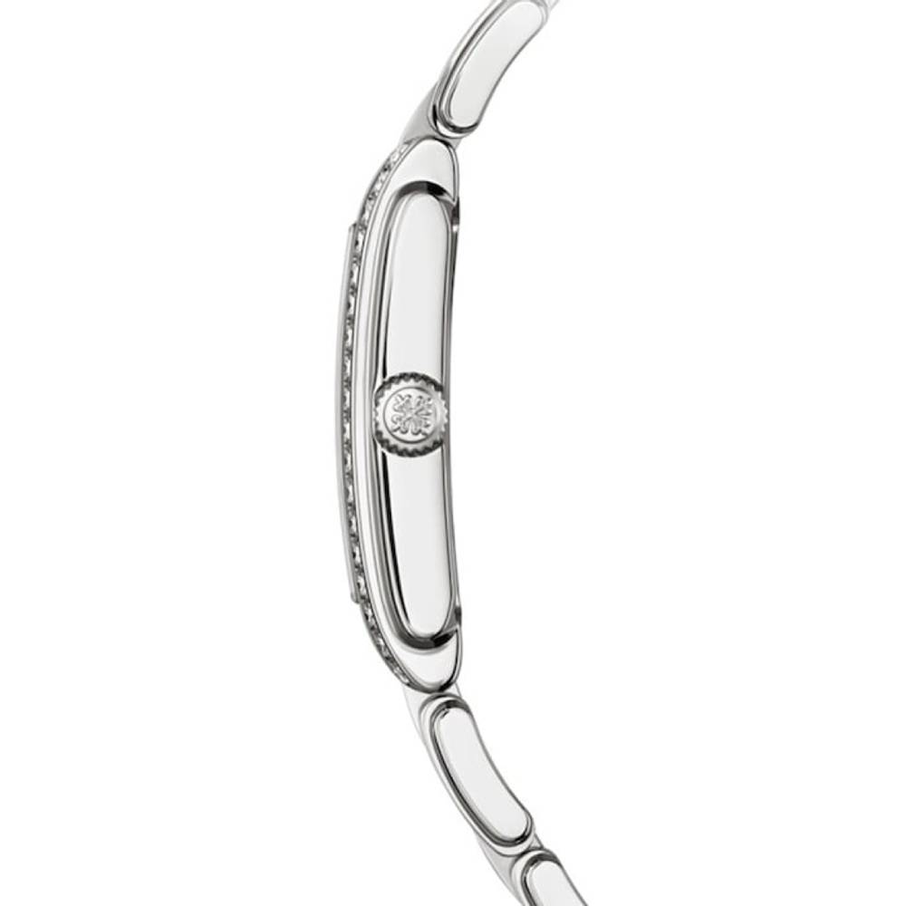 Patek Philippe Twenty 4 - 30mm Women's Watch - Ref: 4910/1200A-011 - Olive Green Dial, Diamond Case in Stainless Steel Bracelet